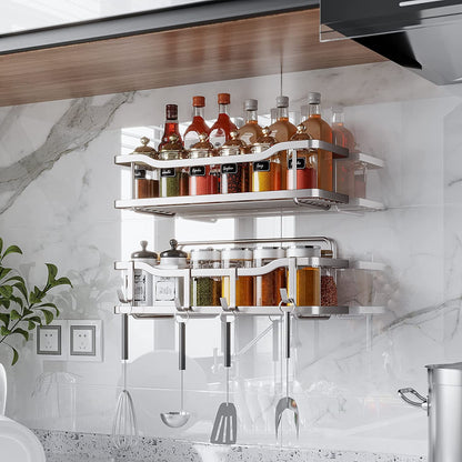 Raft de Duș, Etajeră Baie, Oțel Inoxidabil, Set 2 Rafturi, Argintiu