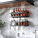 Raft de Duș, Etajeră Baie, Oțel Inoxidabil, Set 2 Rafturi, Negru