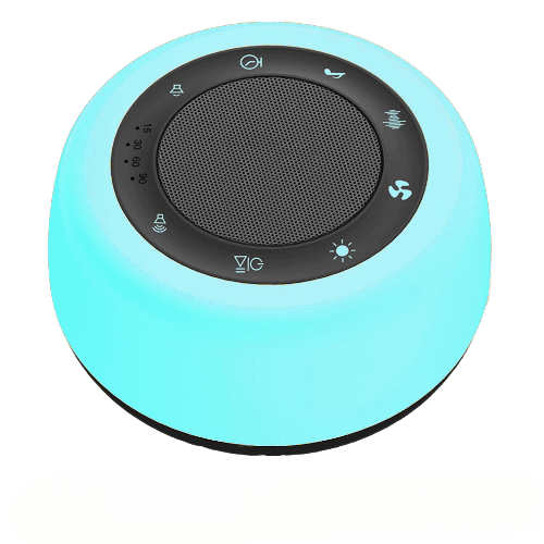 Dispozitiv Sunete Albe, 25 Sunete HD, Lumină de Veghe, Control Tactil, 6 Culori Ajustabile, 3 Niveluri Intensitate, USB