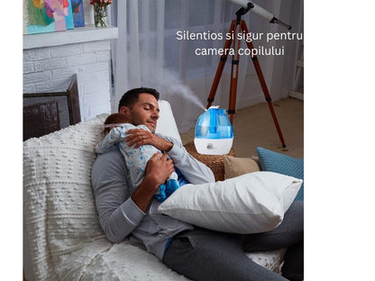Umidificator Ultrasonic Profesional, 2.5L, Reglabil, Silentios, Alb/Albastru