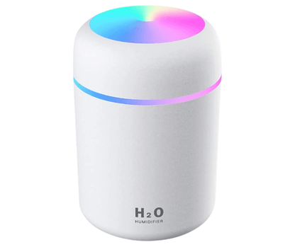 Mini Umidificator USB cu Difuzor Aromaterapie și Lumini LED, 300ml, 2 Moduri, Alb