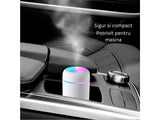 Mini Umidificator USB cu Difuzor Aromaterapie și Lumini LED, 300ml, 2 Moduri, Alb