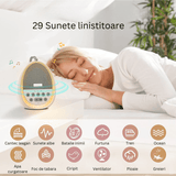 Dispozitiv Sunete Albe, 29 Sunete HD, Portabil, Acumulator 1200mAh, Timer, Lumină de Veghe, Alb