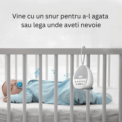 Dispozitiv Sunete Albe, 29 Sunete HD, Portabil, Acumulator 1200mAh, Timer, Lumină de Veghe, Alb