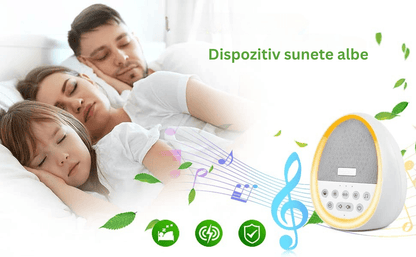 Dispozitiv Sunete Albe, 29 Sunete HD, Portabil, Acumulator 1200mAh, Timer, Lumină de Veghe, Alb