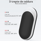 Încălzitor de Mâini Elindor® 5200mAh, Powerbank, USB-C, 12W, 3 Trepte, 4-8 Ore, Negru