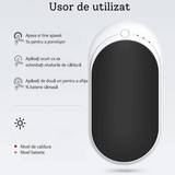 Încălzitor de Mâini Elindor® 5200mAh, Powerbank, USB-C, 12W, 3 Trepte, 4-8 Ore, Negru
