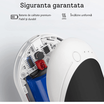 Încălzitor de Mâini Elindor® 5200mAh, Powerbank, USB-C, 12W, 3 Trepte, 4-8 Ore, Negru