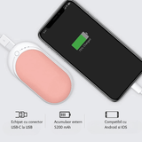 Încălzitor de Mâini Elindor® 5200mAh, Powerbank, USB-C, 12W, 3 Trepte, 4-8 Ore, Roz