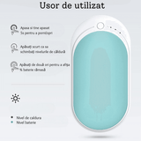 Încălzitor de Mâini Elindor® 5200mAh, Powerbank, USB-C, 12W, 3 Trepte, 4-8 Ore, Albastru