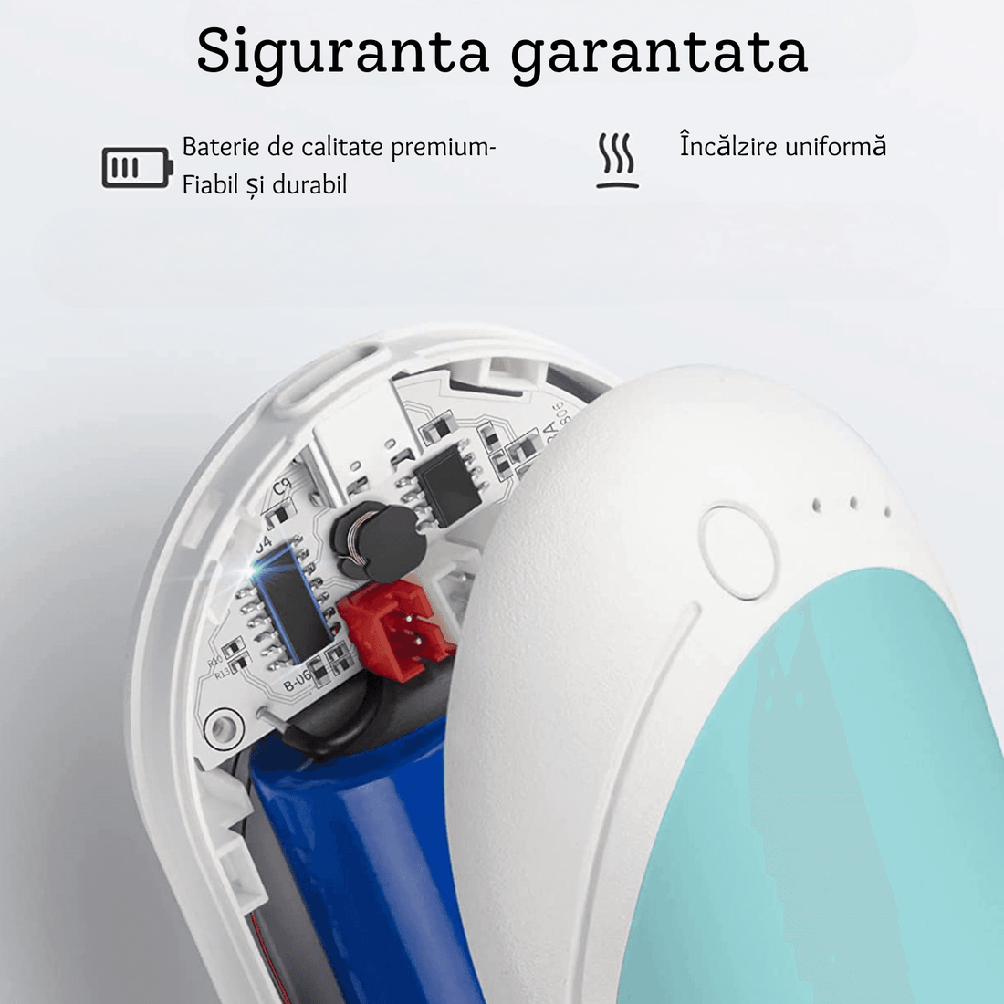 Încălzitor de Mâini Elindor® 5200mAh, Powerbank, USB-C, 12W, 3 Trepte, 4-8 Ore, Albastru