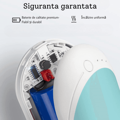 Încălzitor de Mâini Elindor® 5200mAh, Powerbank, USB-C, 12W, 3 Trepte, 4-8 Ore, Albastru