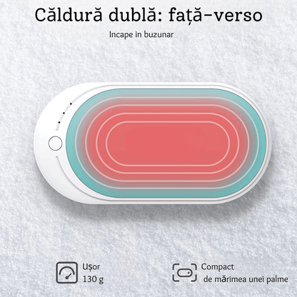 Încălzitor de Mâini Elindor® 5200mAh, Powerbank, USB-C, 12W, 3 Trepte, 4-8 Ore, Albastru