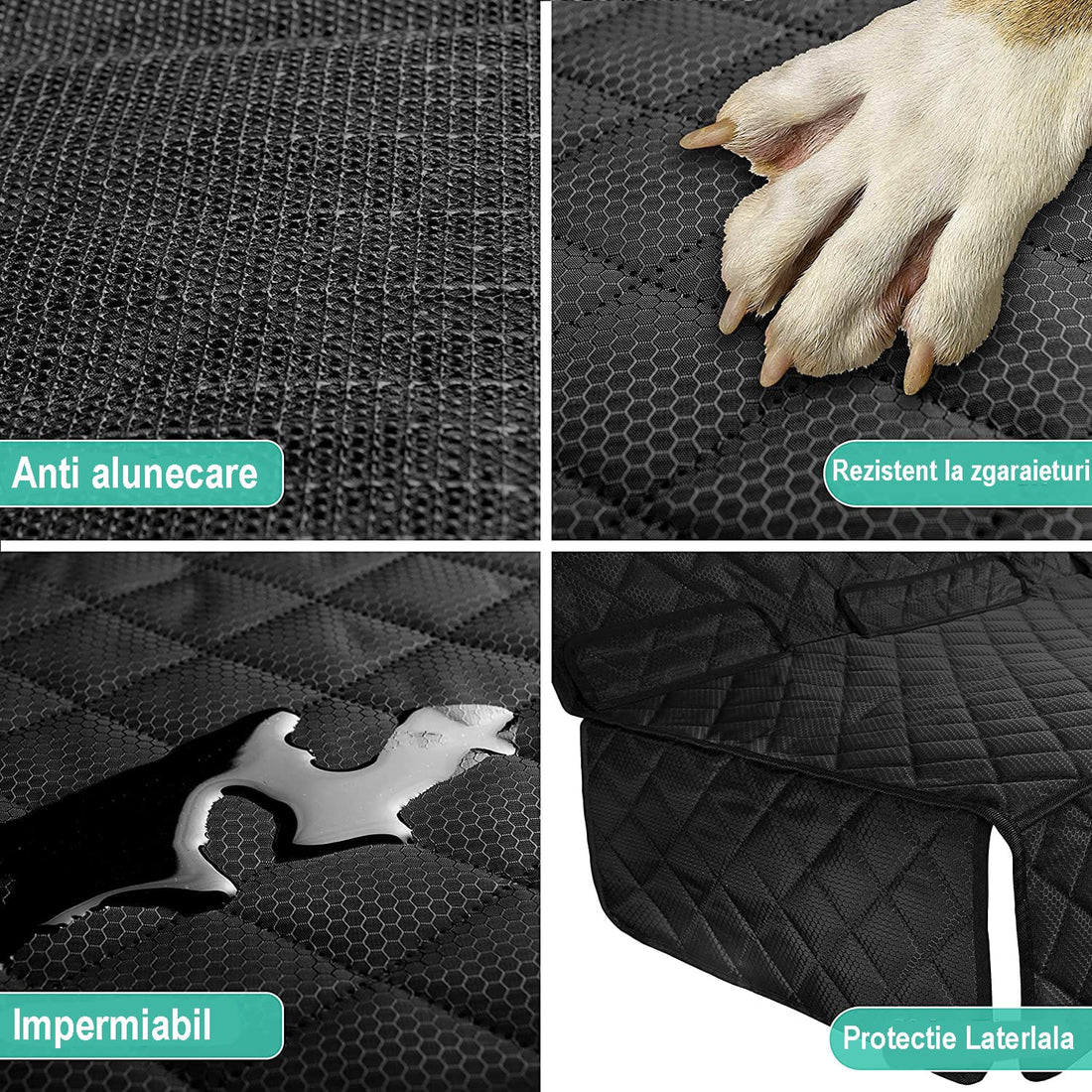 Husă Auto Universală pentru Protecție și Transport Animale, Impermeabilă, Anti-Alunecare, 143 cm, Neagră