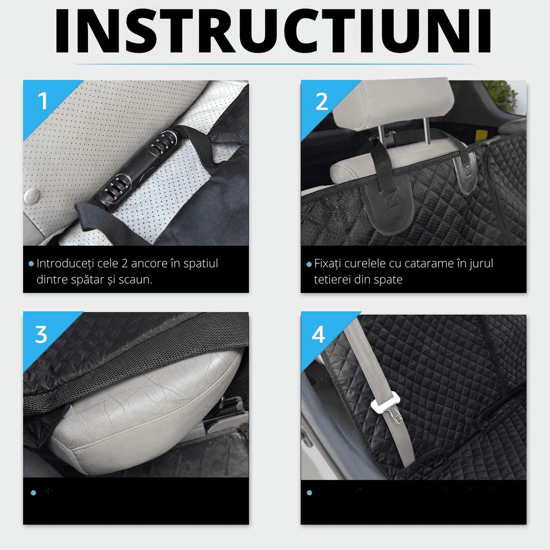 Husă Auto Universală pentru Protecție și Transport Animale, Impermeabilă, Anti-Alunecare, 143 cm, Neagră