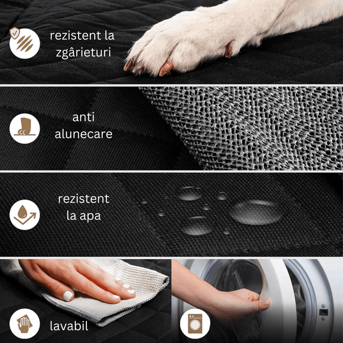 Husă Auto Universală pentru Protecție și Transport Animale, Impermeabilă, Anti-Alunecare, 47 cm, Neagră