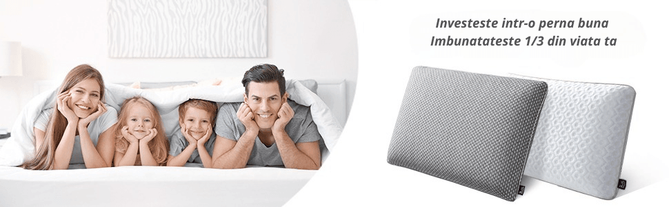 Perna Ortopedică, Gel Memory Foam, 60x40x14 cm, Suport Gât și Cervical, Albastru