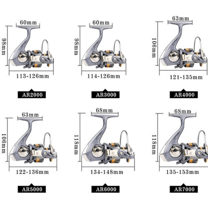 Mulineta Spinning AR 7000, Tambur Metalic, Frânare Statică 8 kg, Gri