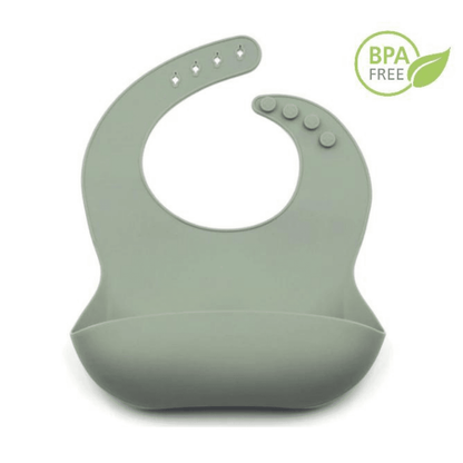 Set hrănire bebe din silicon, 8 piese: bavetă, farfurie compartimentată, bol cu ventuză, 2 seturi linguriță și furculiță, cană, fără alergeni, verde