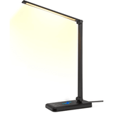 Lampa LED Birou Elindor® cu Incarcare Wireless, 5 Moduri Lumina, 10 Intensitati, Control Tactil, USB, 450lm, Negru Lucios