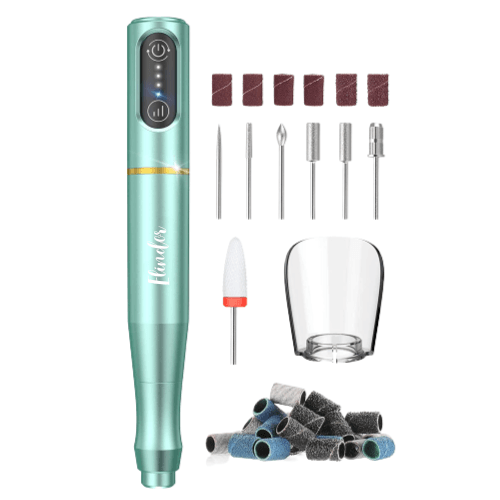 Freză unghii profesională wireless, 18.000 RPM, 12 capete, 36 benzi de șlefuire, verde deschis