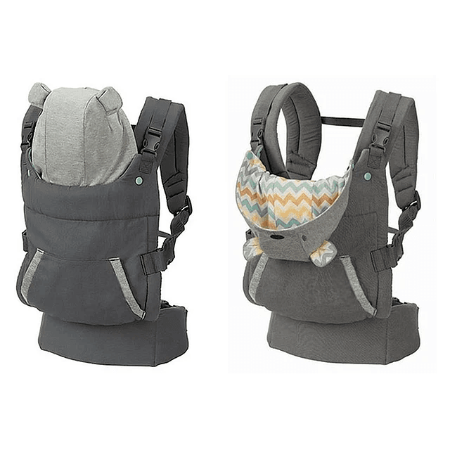 Marsupiu ergonomic cu glugă detașabilă, buzunar de depozitare, suport lombar, poziții spate sau rucsac pentru bebeluși.