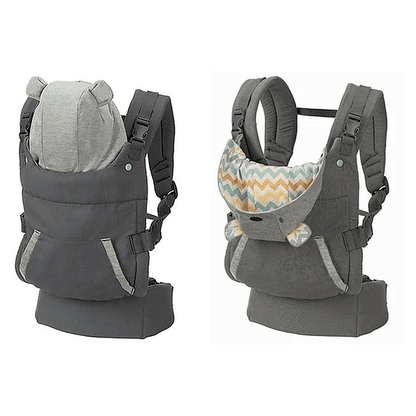 Marsupiu ergonomic cu glugă detașabilă, buzunar de depozitare, suport lombar, poziții spate sau rucsac pentru bebeluși.