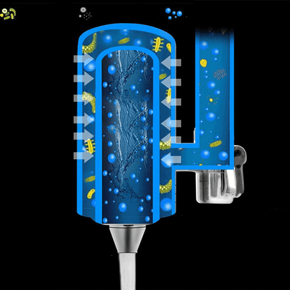 Filtru Apă Potabilă Elindor®, Robinet, Carbon Activ, Elimină Impuritățile și Metale Grele, Argintiu