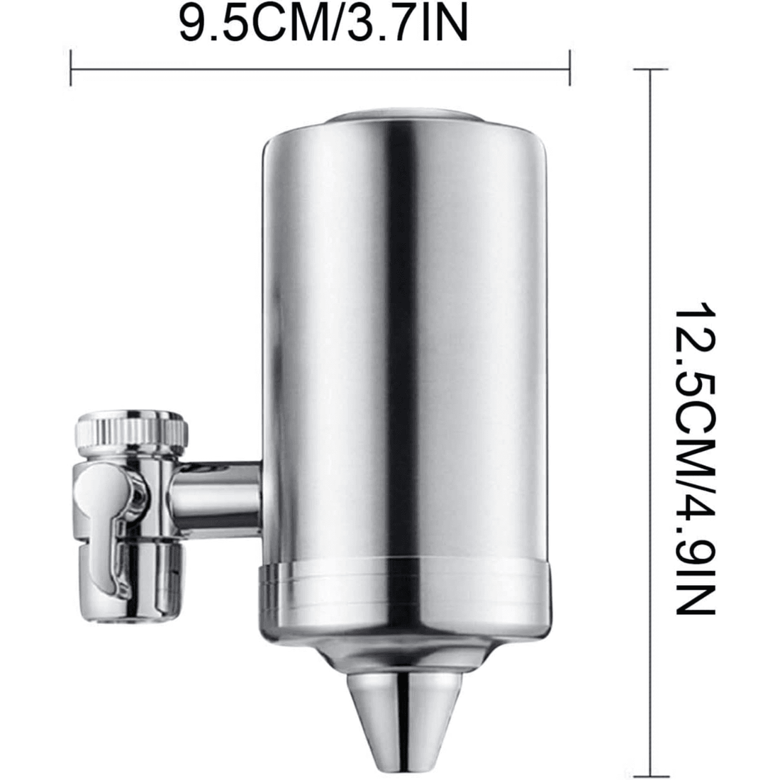 Filtru Apă Potabilă Elindor®, Robinet, Carbon Activ, Elimină Impuritățile și Metale Grele, Argintiu