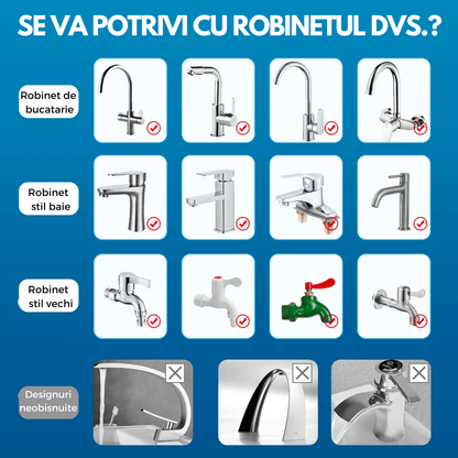 Filtru Apă Potabilă Elindor®, Robinet, Carbon Activ, Elimină Impuritățile și Metale Grele, Argintiu