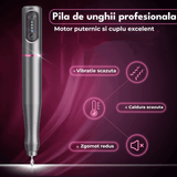 Freză unghii profesională wireless, 20.000 RPM, 6 capete, 60 benzi de șlefuire, gri