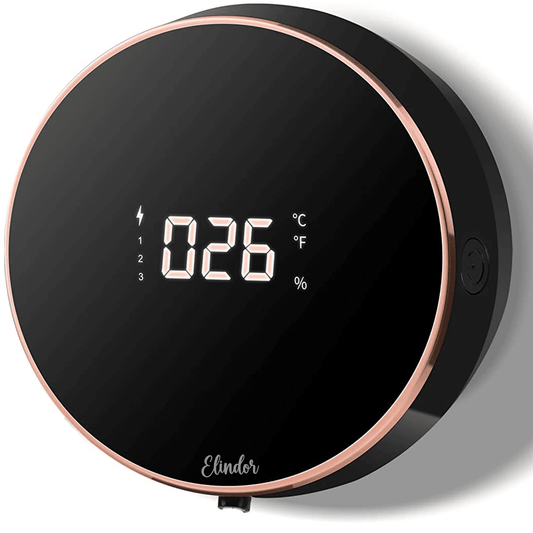 Dozator Săpun Lichid cu Spumă, Senzor Mișcare, Fără Atingere, 300 ml, Negru cu Inserții Aurii