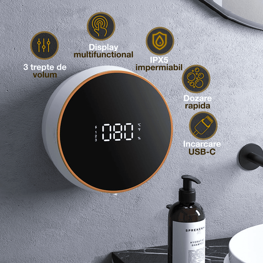 Dozator Săpun Lichid cu Spumă, Senzor Mișcare, Fără Atingere, 300 ml, Alb