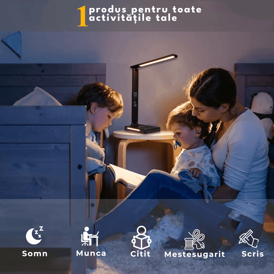 Lampa LED Birou Elindor® Cu Incarcare Wireless, 5 Moduri Lumina, 5 Intensitati, Control Tactil, USB, 450lm, Negru