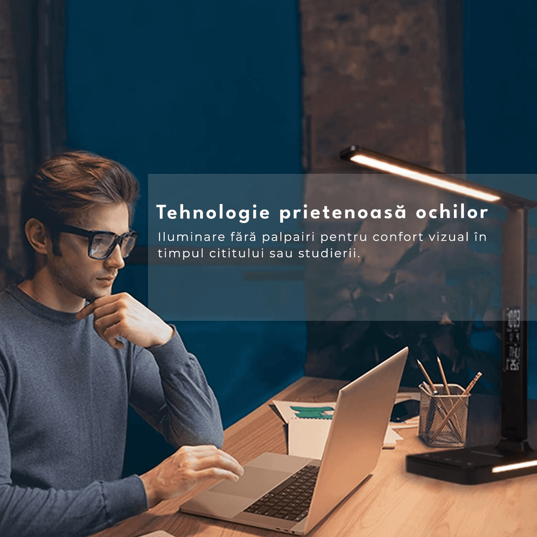 Lampa LED Birou Elindor® Cu Incarcare Wireless, 5 Moduri Lumina, 5 Intensitati, Control Tactil, USB, 450lm, Negru