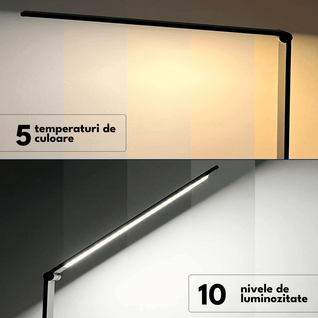 Lampa LED Birou Elindor® Cu Incarcare Wireless, 5 Moduri Lumina, 10 Intensitati, Control Tactil, Ajustabila, USB, 450lm, Negru