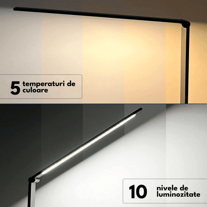 Lampa LED Birou Elindor® Cu Incarcare Wireless, 5 Moduri Lumina, 10 Intensitati, Control Tactil, Ajustabila, USB, 450lm, Negru