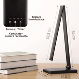 Lampa LED Birou Elindor® Cu Incarcare Wireless, 5 Moduri Lumina, 10 Intensitati, Control Tactil, Ajustabila, USB, 450lm, Negru