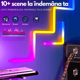 Set 6 Bare LED RGBIC Inteligente Elindor® Wall Light, Wi-Fi, Sincronizare Muzică, Compatibile Google Assistant/Alexa, 180 cm (6 x 30 cm)