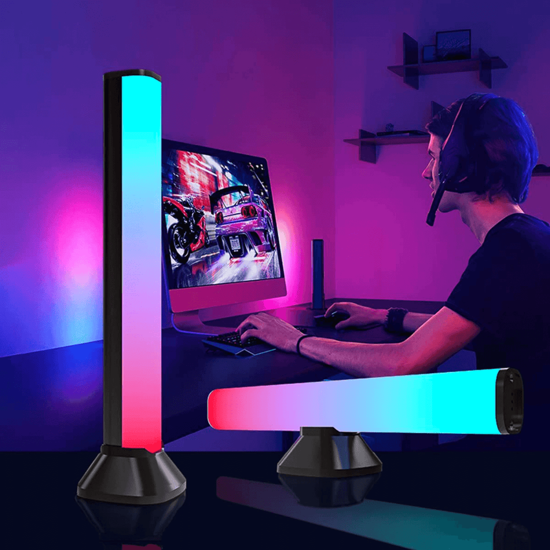 Bare LED RGB Inteligente Elindor®, Control Aplicatie, Sincronizare Muzicală, Bluetooth, Lumini Ambientale, Multicolore