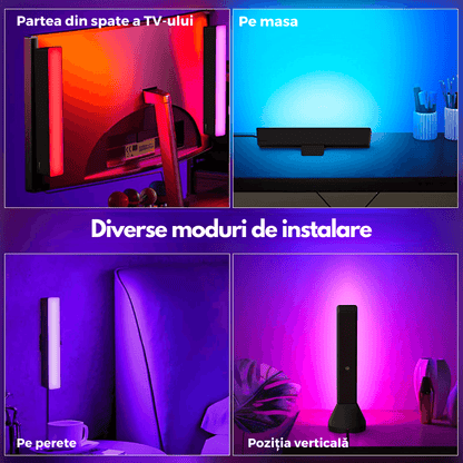 Bare LED RGB Inteligente Elindor®, Control Aplicatie, Sincronizare Muzicală, Bluetooth, Lumini Ambientale, Multicolore