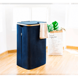 Coș de Rufe Bambus, Pliabil, cu Capac și Sac Detașabil, 100 L, 74 x 41 x 33 cm, Material Textil, Albastru