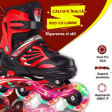 Role Reglabile S 27-32, Roți Luminoase Silicon, Rulmenți ABEC-7, Roșu