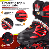 Role Reglabile S 27-32, Roți Luminoase Silicon, Rulmenți ABEC-7, Roșu