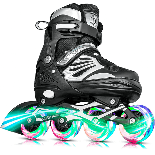 Role Reglabile S 27-32, Roți Luminoase Silicon, Rulmenți ABEC-7, Negru