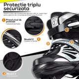 Role Reglabile S 27-32, Roți Luminoase Silicon, Rulmenți ABEC-7, Negru