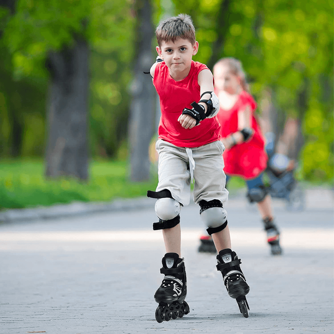 Role Reglabile S 27-32, Roți Luminoase Silicon, Rulmenți ABEC-7, Negru