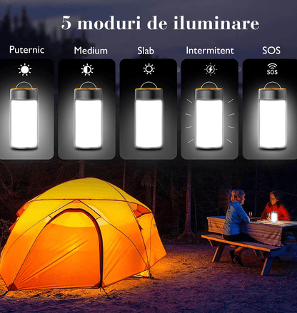 Lanterna LED Felinar Portabilă, Power Bank, Reîncărcabilă, 800LM, IPX4, 1800mAh, Negru