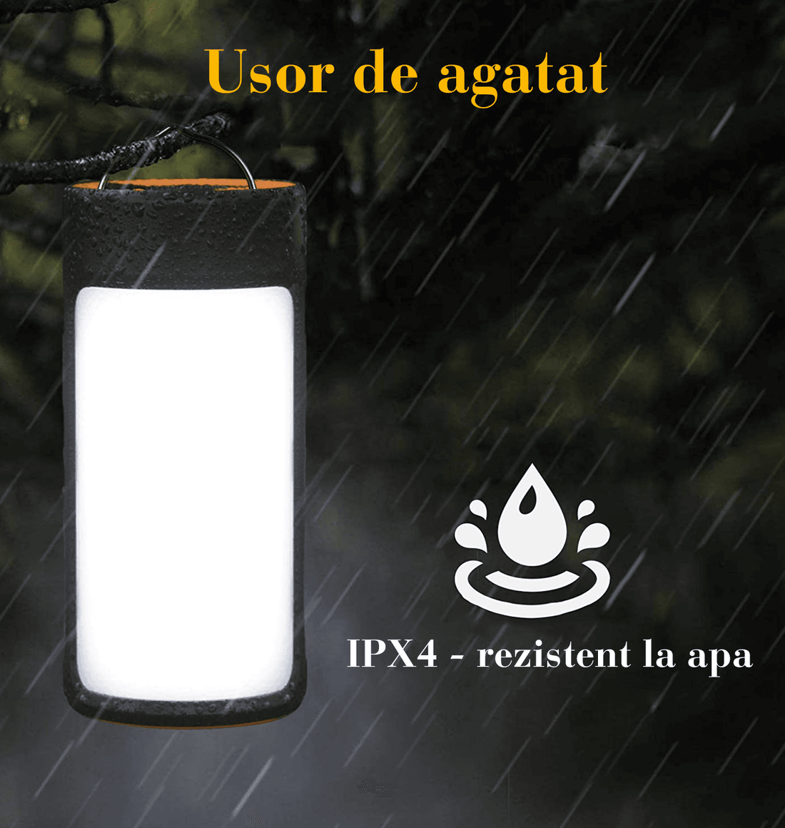 Lanterna LED Felinar Portabilă, Power Bank, Reîncărcabilă, 800LM, IPX4, 1800mAh, Negru