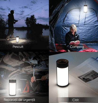 Lanterna LED Felinar Portabilă, Power Bank, Reîncărcabilă, 800LM, IPX4, 1800mAh, Negru